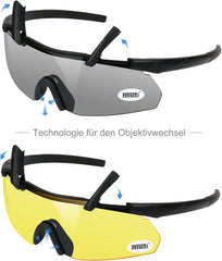 Feyachi Schießbrille mit 3 austauschbaren Gläsern, schlagfester Augenschutz, verstellbar feyachi Black Armygreen Khaki Black-Armygreen-Khaki-