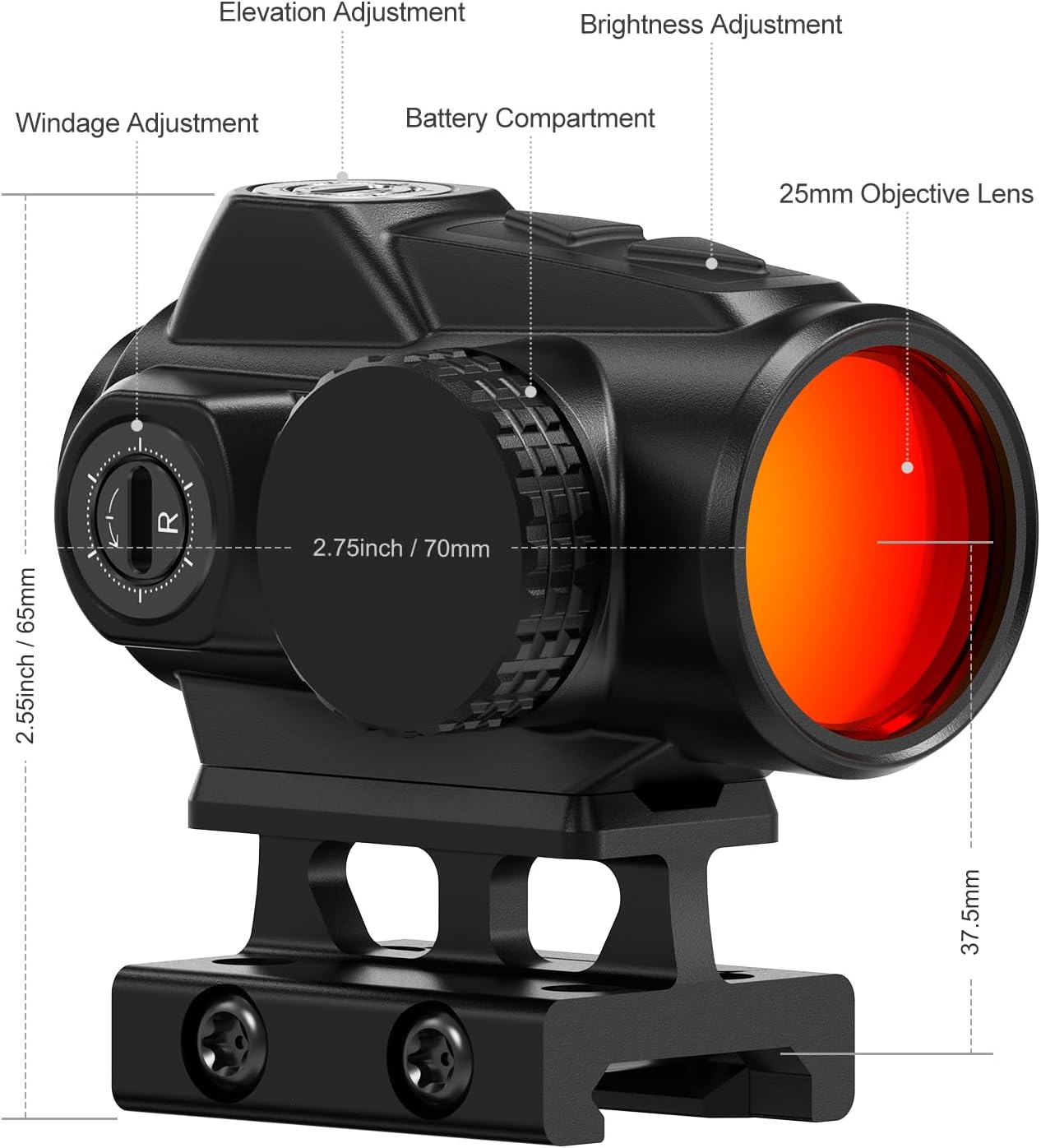 Feyachi V90 2 MOA Red Dot Sights with M37 5X Magnifier Combo Set 1 x 25mm Red Dot and Magnifier Combo Built-in Flip Mount Absolute Co-Witness feyachi Default Title Default Title-