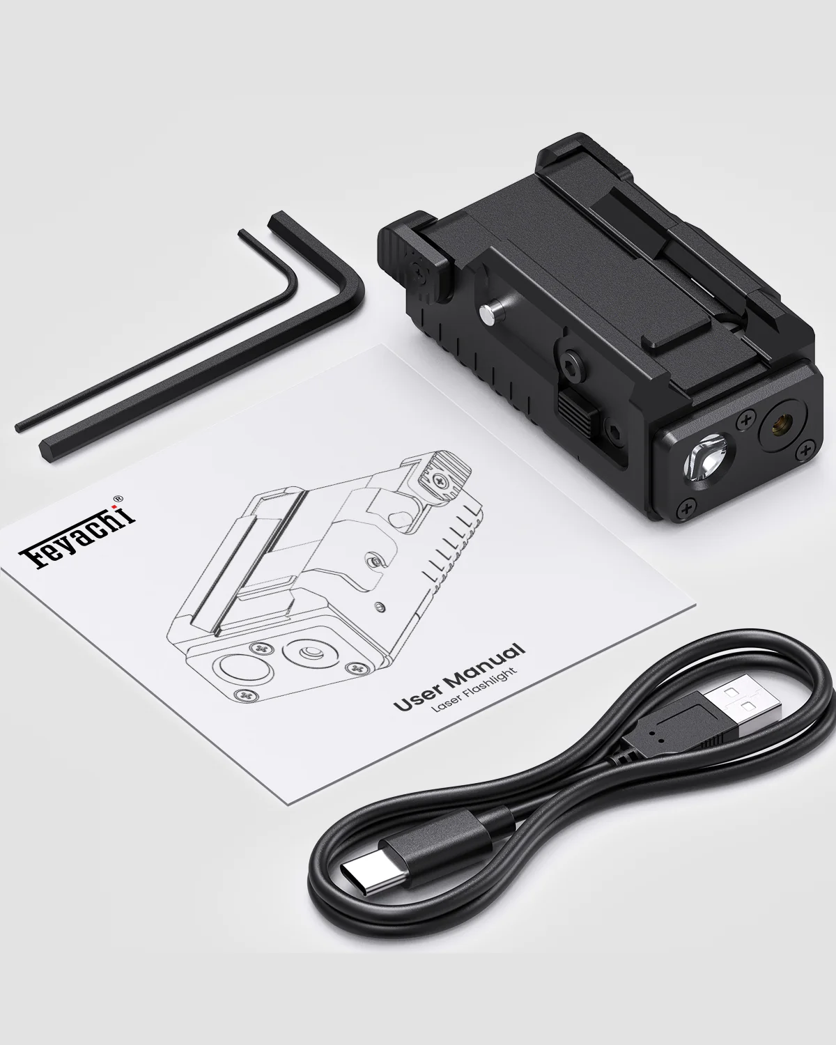 Feyachi FL-74 700Lum Green Laser Light Combo Pistol Light Gun Laser Compact Pistol Flashlight with Picatinny Rail