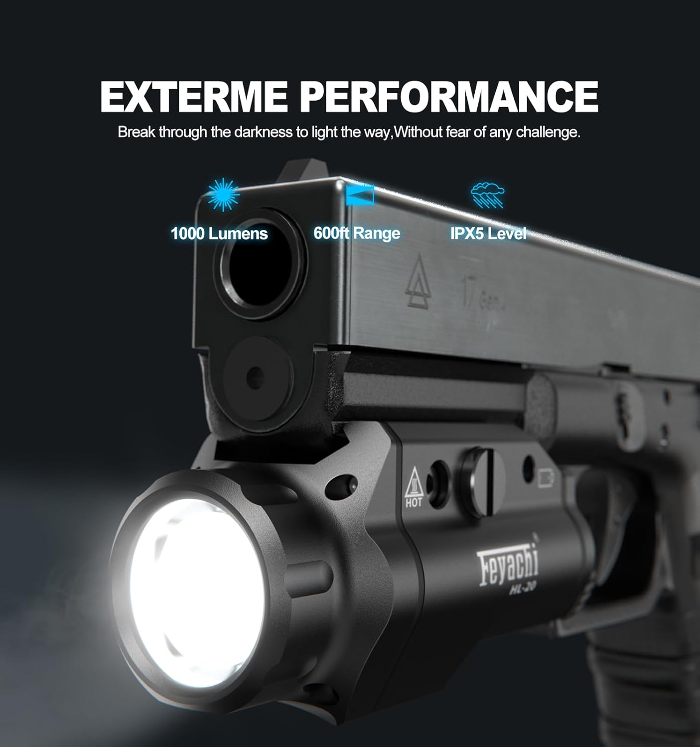 Feyachi HL-28 Pistol Light - 1000 Lumen Tactical Flashlight