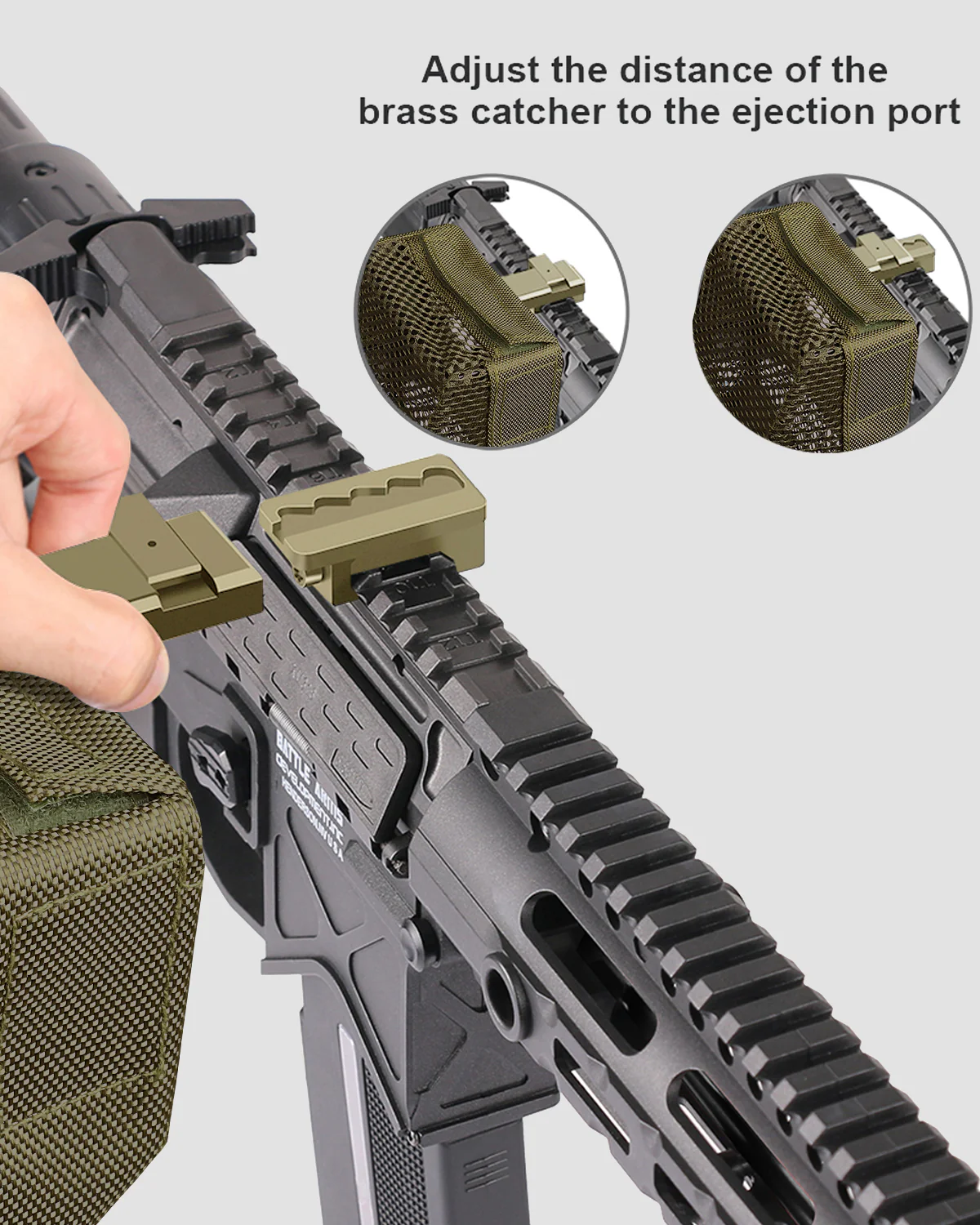 Feyachi SC80 Sand Brass Catcher for AR15 Thickened Nylon Cartridge Casing Shell Catcher Net with Quick Release Zipper, Picatinny Rail Mount