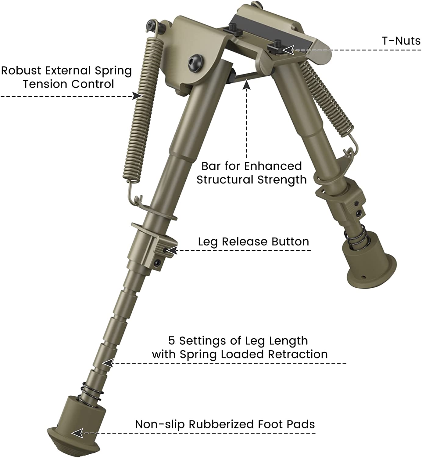 Feyachi B13-SS Bipod for Rifles - 6-9 Inch Adjustable Mlok