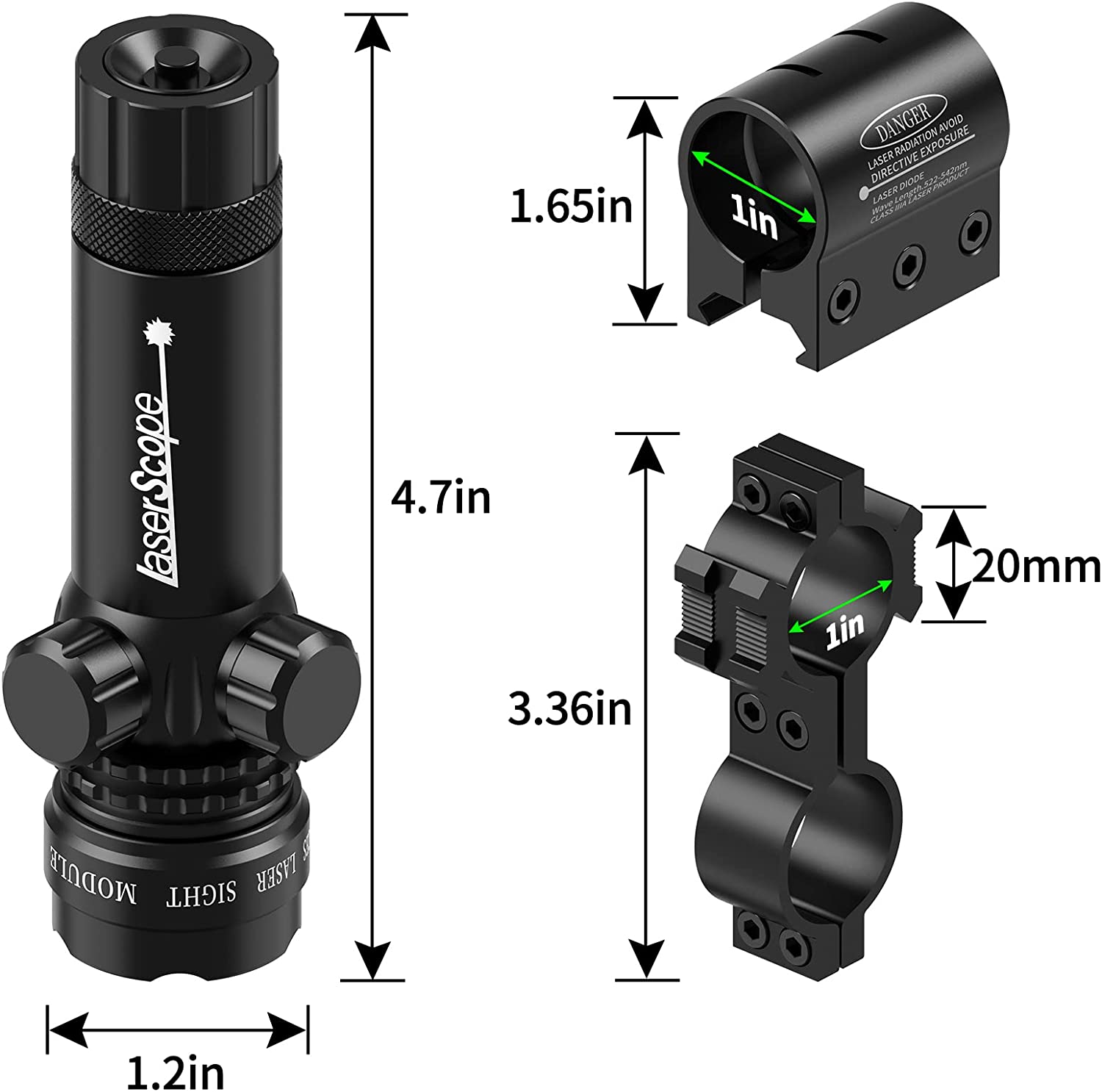 Feyachi GL6 Green Laser Sight - Dual Mount Tactical